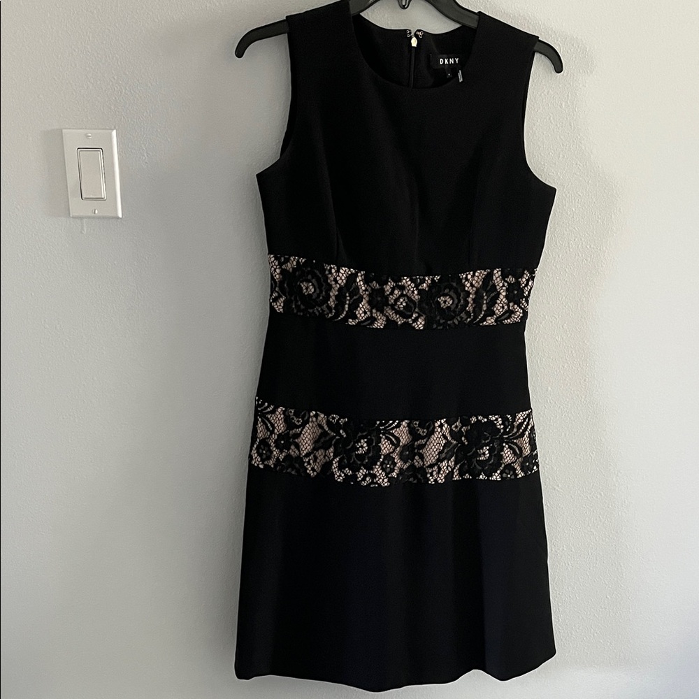 DKNY Black Dress with Lace Accents